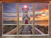 Leuchtturm bei Sonnenuntergang  3D Wandtattoo Fenster