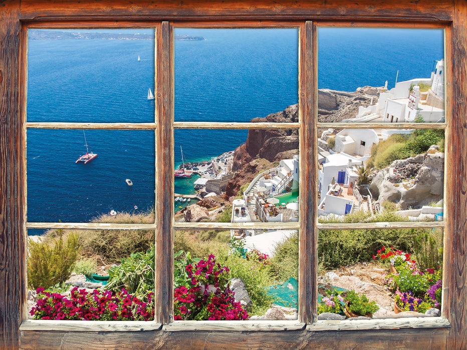 Griechische Küste  3D Wandtattoo Fenster