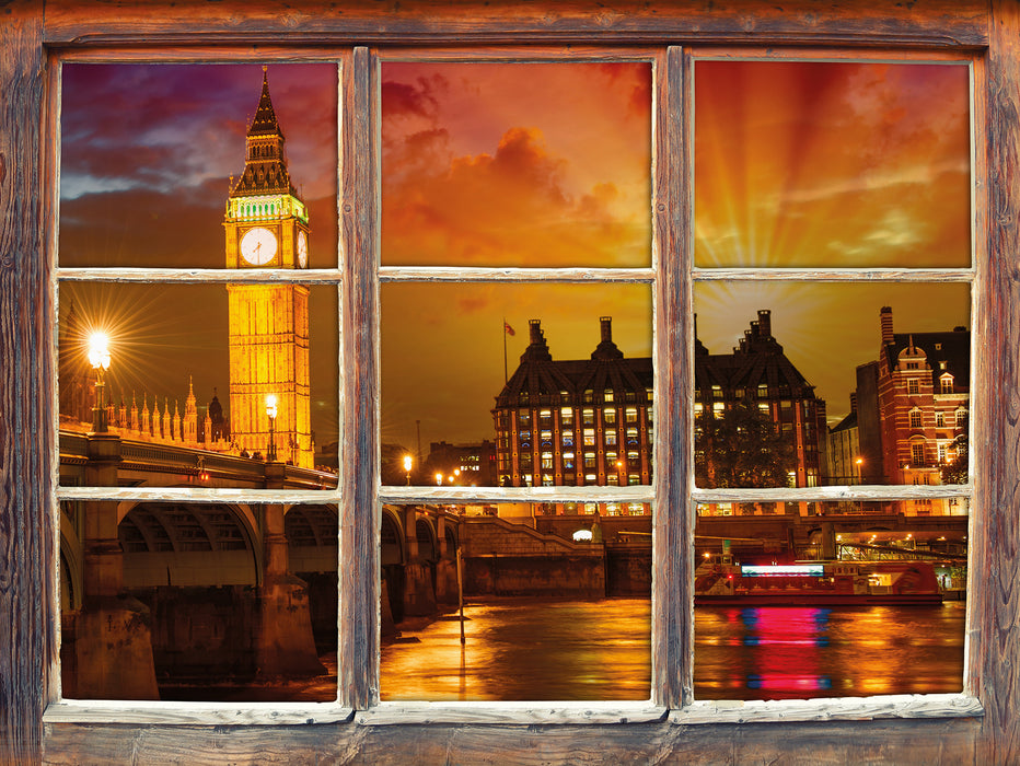 Big Ben bei Abenddämmerung  3D Wandtattoo Fenster