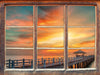 Steg ins Meer bei Sonnenuntergang  3D Wandtattoo Fenster