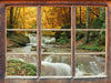 Waldbach im Herbst  3D Wandtattoo Fenster