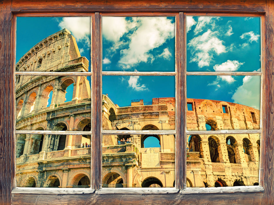 Colosseum bei Tag in Rom  3D Wandtattoo Fenster