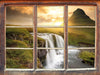 Wasserfall bei Sonnenuntergang  3D Wandtattoo Fenster