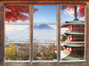 Japanischer Tempel im Herbst 3D Wandtattoo Fenster