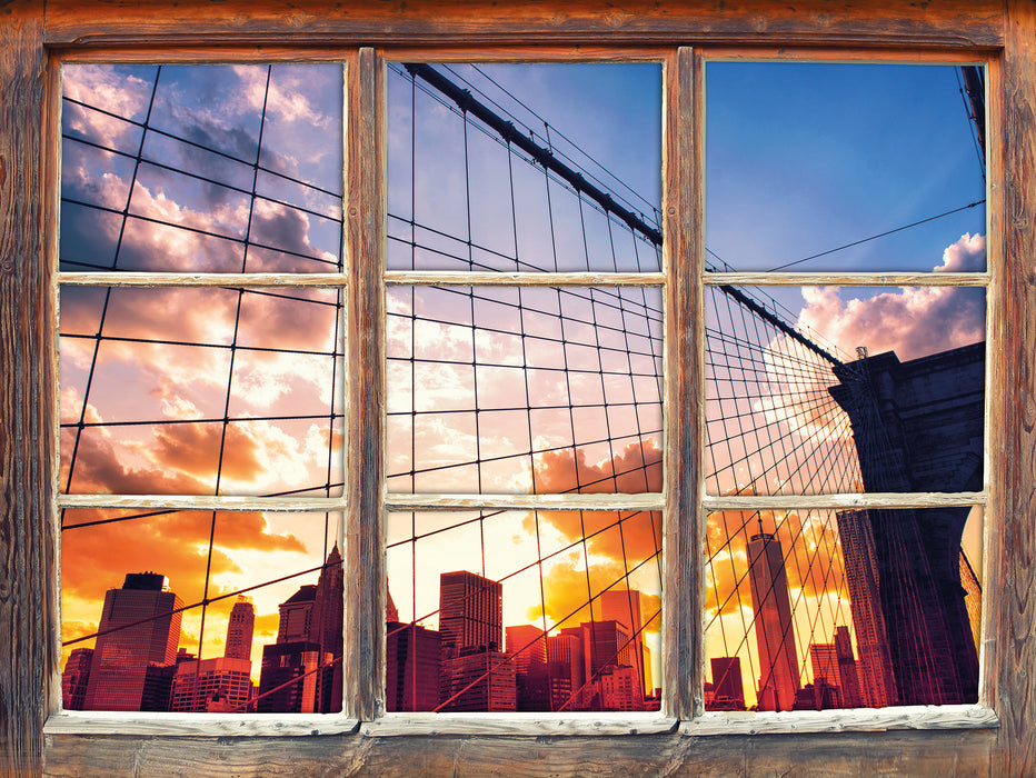 Manhatten bei Sonnenuntergang  3D Wandtattoo Fenster