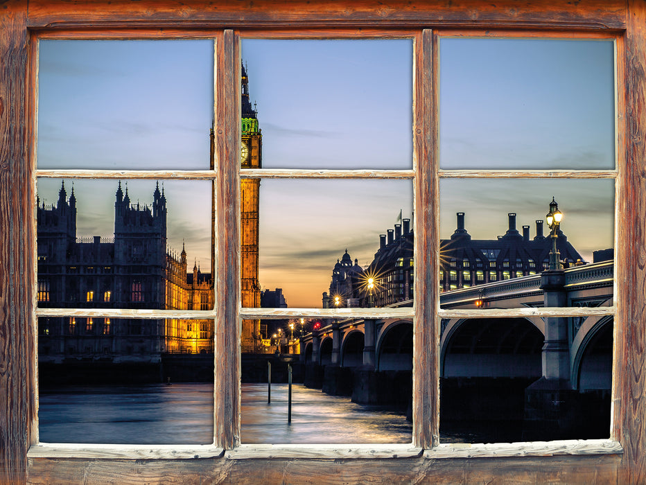 Big Ben bei Nacht  3D Wandtattoo Fenster