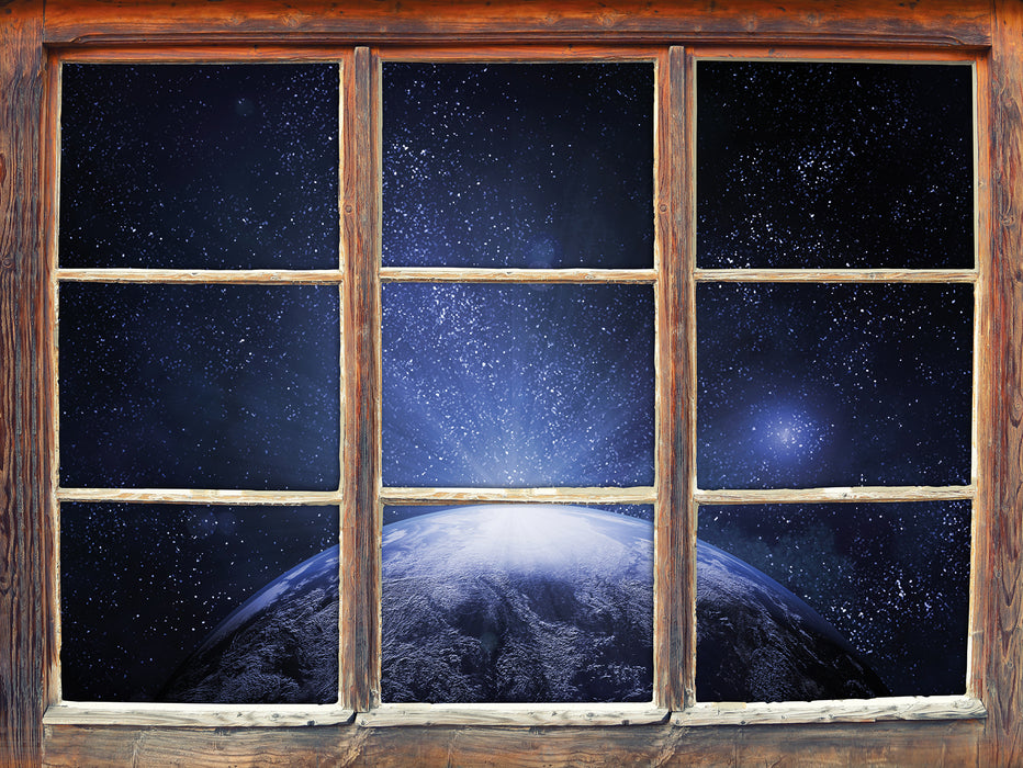 Sicht vom Mond auf die Erde  3D Wandtattoo Fenster