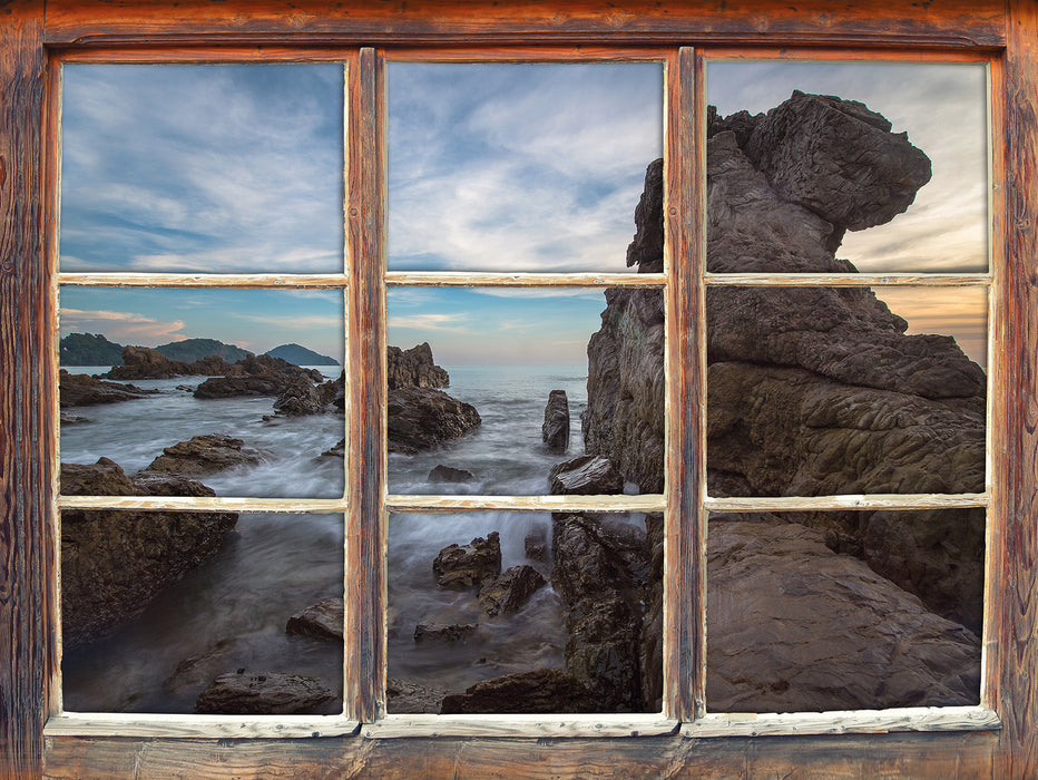 Küste bei Abenddämmerung  3D Wandtattoo Fenster