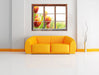 Bunte Tulpenwiese 3D Wandtattoo Fenster Wand