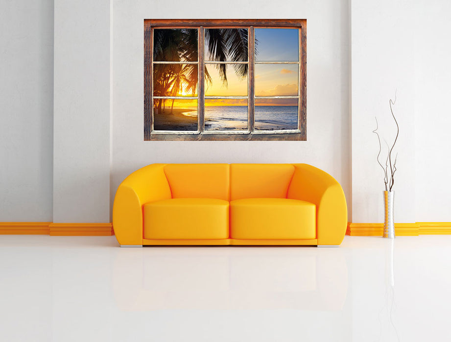 Romantischer Karibikstrand 3D Wandtattoo Fenster Wand