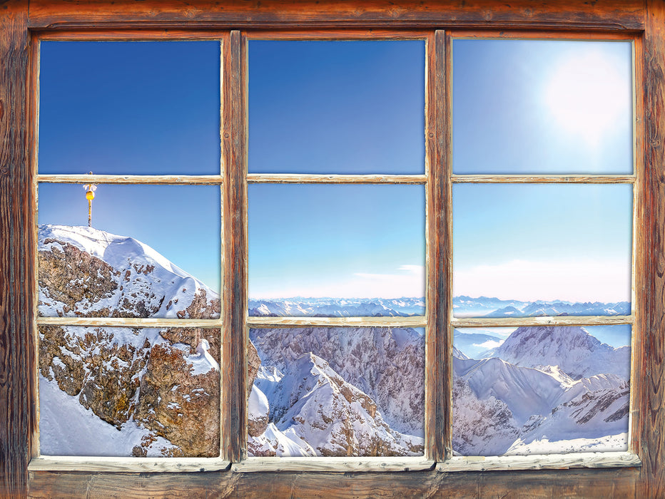 Zugspitze im Sonnenlicht 3D Wandtattoo Fenster