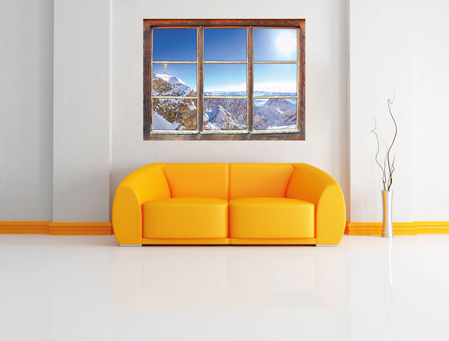 Zugspitze im Sonnenlicht 3D Wandtattoo Fenster Wand