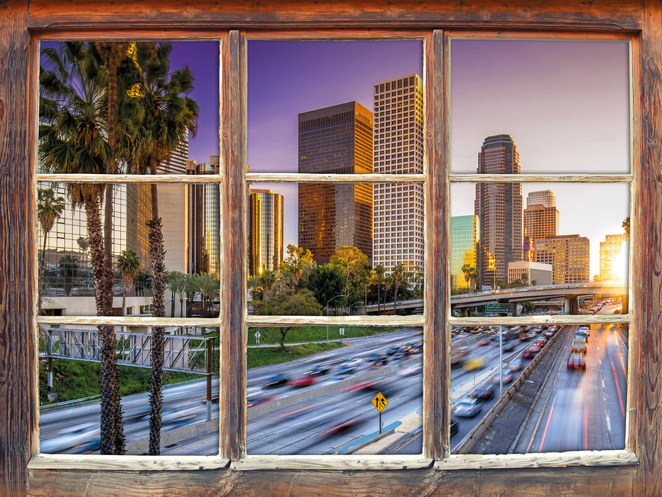 Straßenverkehr in Los Angeles  3D Wandtattoo Fenster