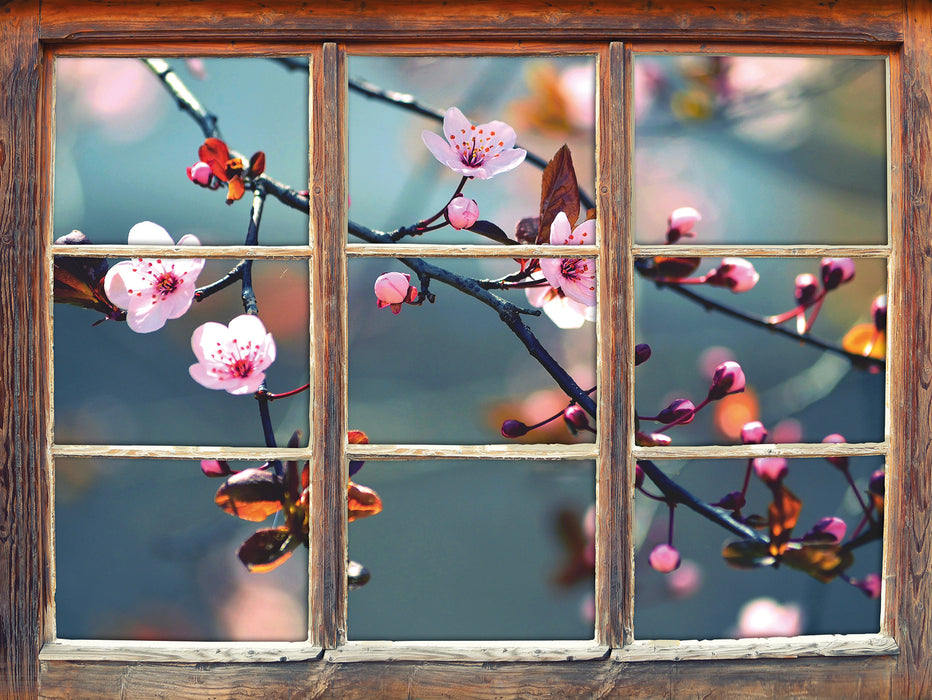 Sakura Blüten 3D Wandtattoo Fenster
