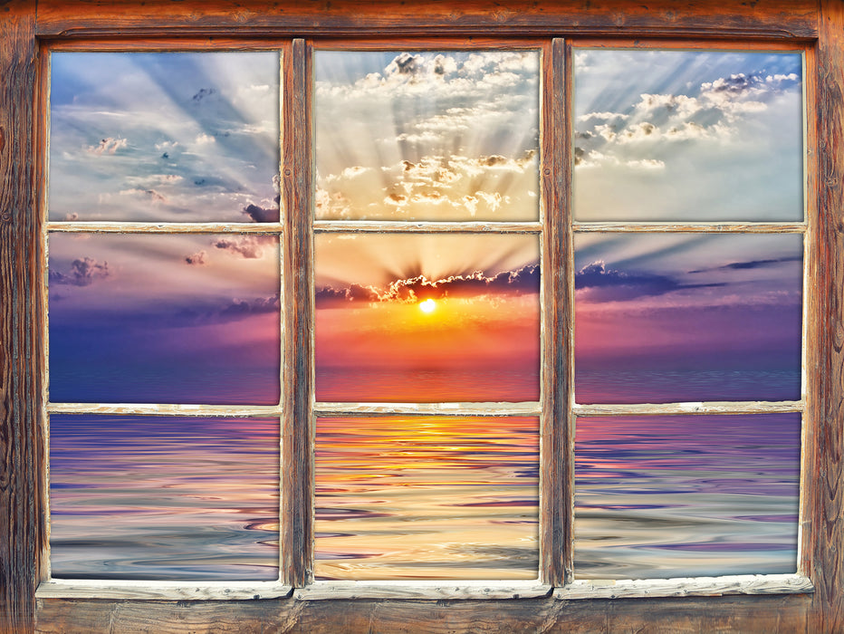 Sonnenaufgang im Meer  3D Wandtattoo Fenster