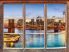 Blick auf Brooklyn Bridge  3D Wandtattoo Fenster