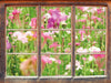 Wundervolle Blumenwiese  3D Wandtattoo Fenster
