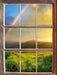 Berge mit Regenbogen am Himmel  3D Wandtattoo Fenster