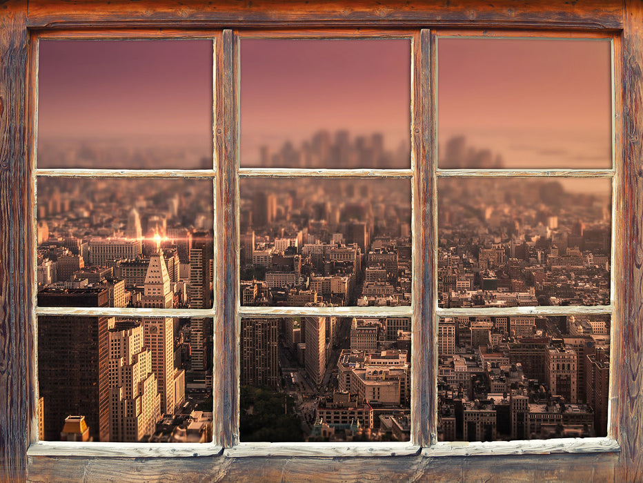 New York City bei Sonnenuntergang  3D Wandtattoo Fenster