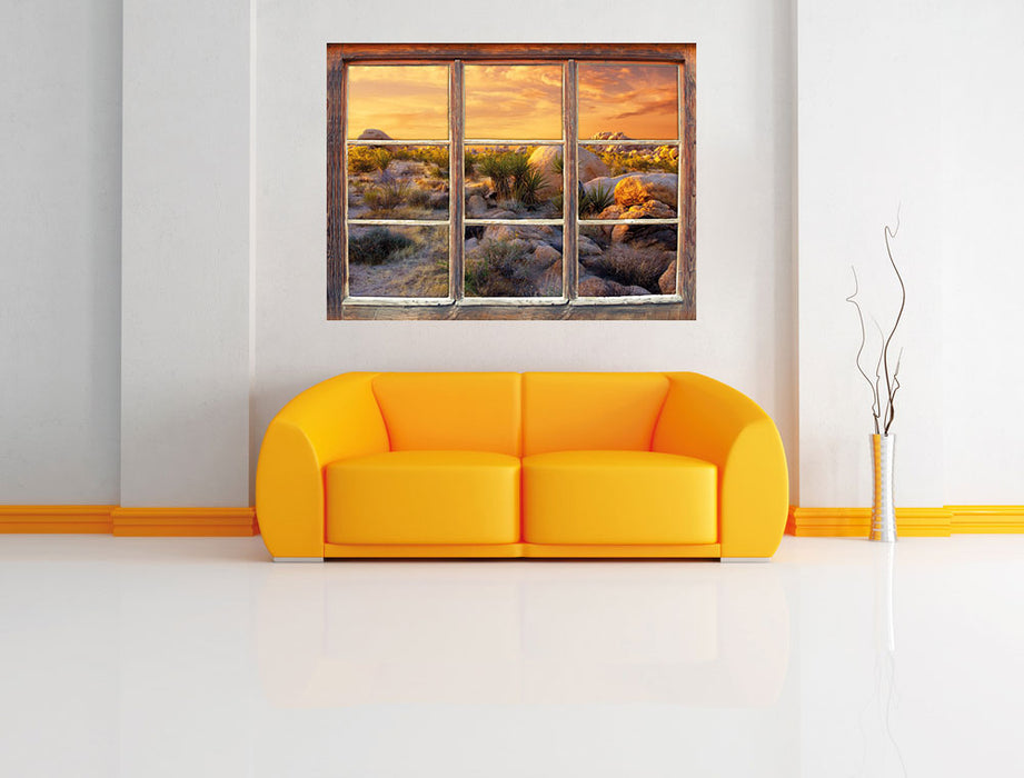 Joshua Wüste im Sonnenuntergang 3D Wandtattoo Fenster Wand