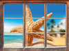 Seestern Palm Beach  3D Wandtattoo Fenster