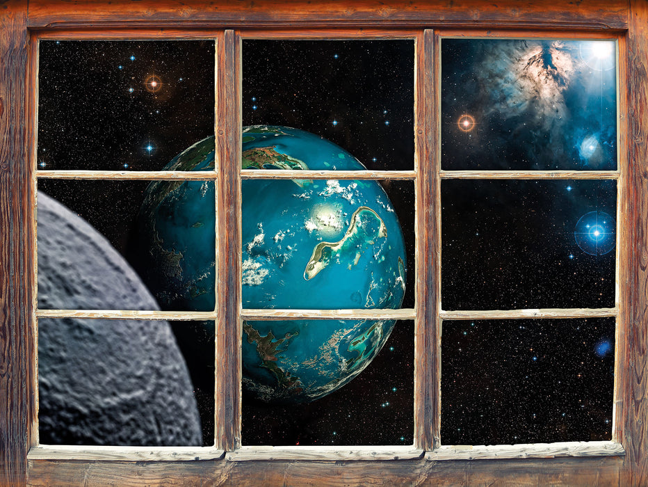 Planet Erde im Kosmos  3D Wandtattoo Fenster