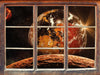 Rote Planeten in der Galaxie  3D Wandtattoo Fenster