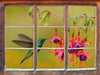 Kolibri trinkt vom Blütennektar  3D Wandtattoo Fenster