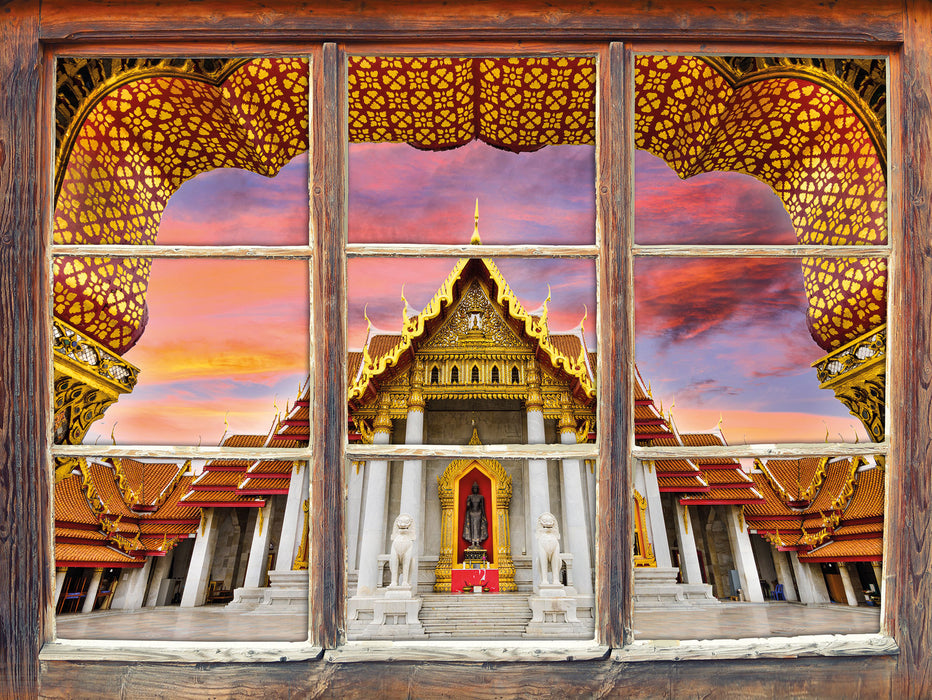 Marmortempel von Bangkok  3D Wandtattoo Fenster