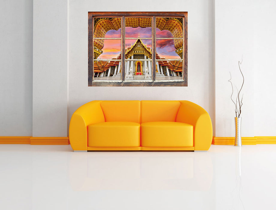 Marmortempel von Bangkok 3D Wandtattoo Fenster Wand