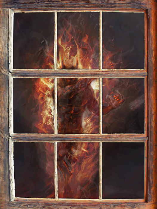 Verdunkelter Dämon des Feuers  3D Wandtattoo Fenster