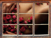 weiblicher Körper mit Rosen Blumen  3D Wandtattoo Fenster