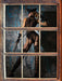 Frau im Dessou mit einer Peitsche  3D Wandtattoo Fenster