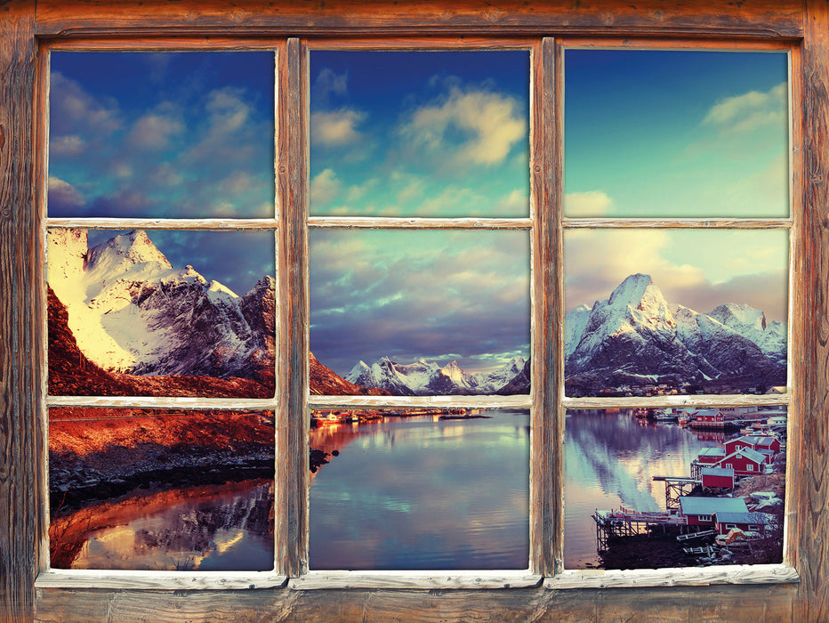 Schneelandschaft in Norwegen  3D Wandtattoo Fenster