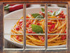 Rustikale italienische Spaghetti  3D Wandtattoo Fenster