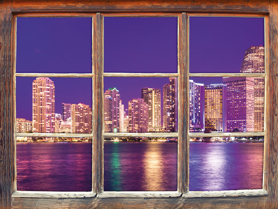 Skyline von Miami Florida  3D Wandtattoo Fenster