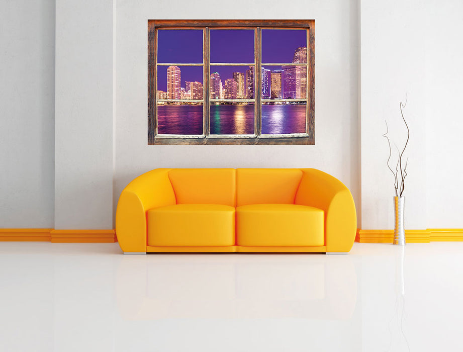 Skyline von Miami Florida 3D Wandtattoo Fenster Wand