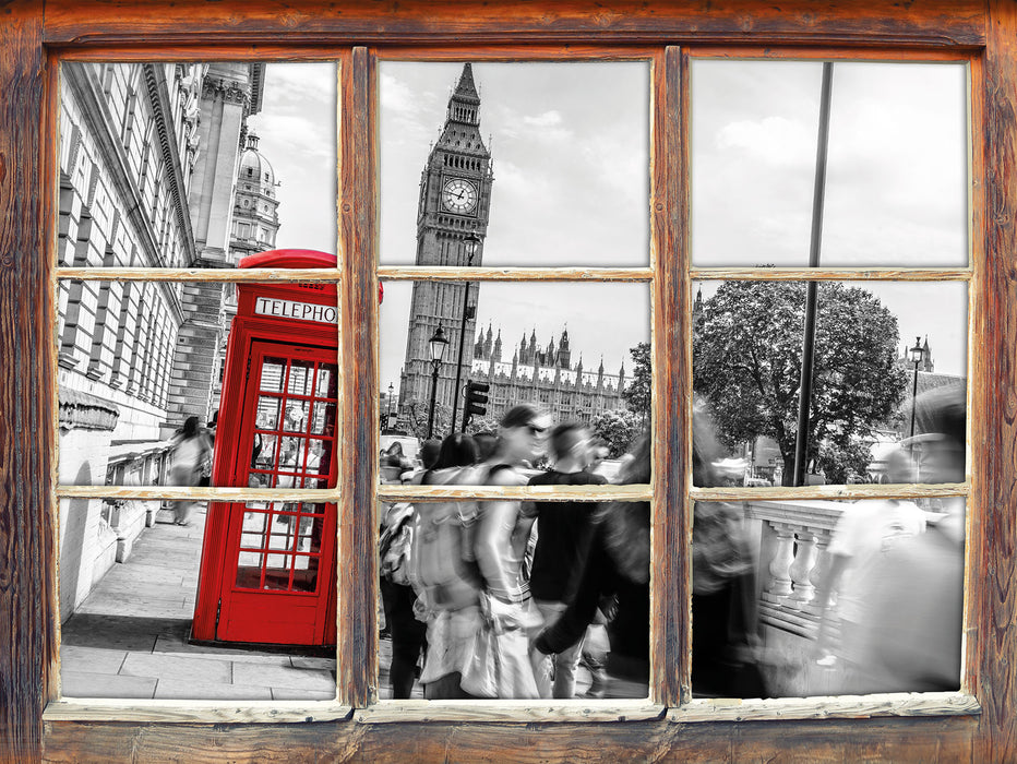 Typische Telefonzelle in London  3D Wandtattoo Fenster