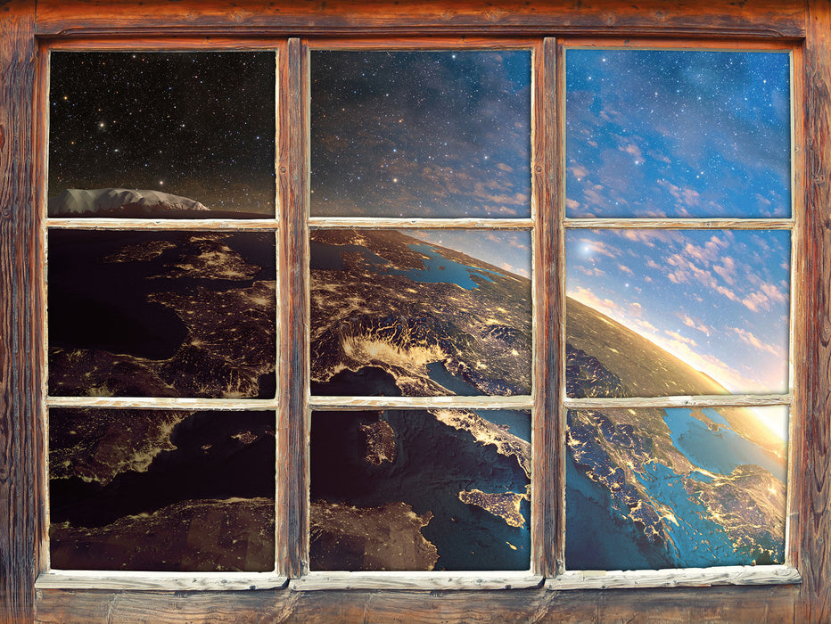 Erde im Weltall 3D Wandtattoo Fenster