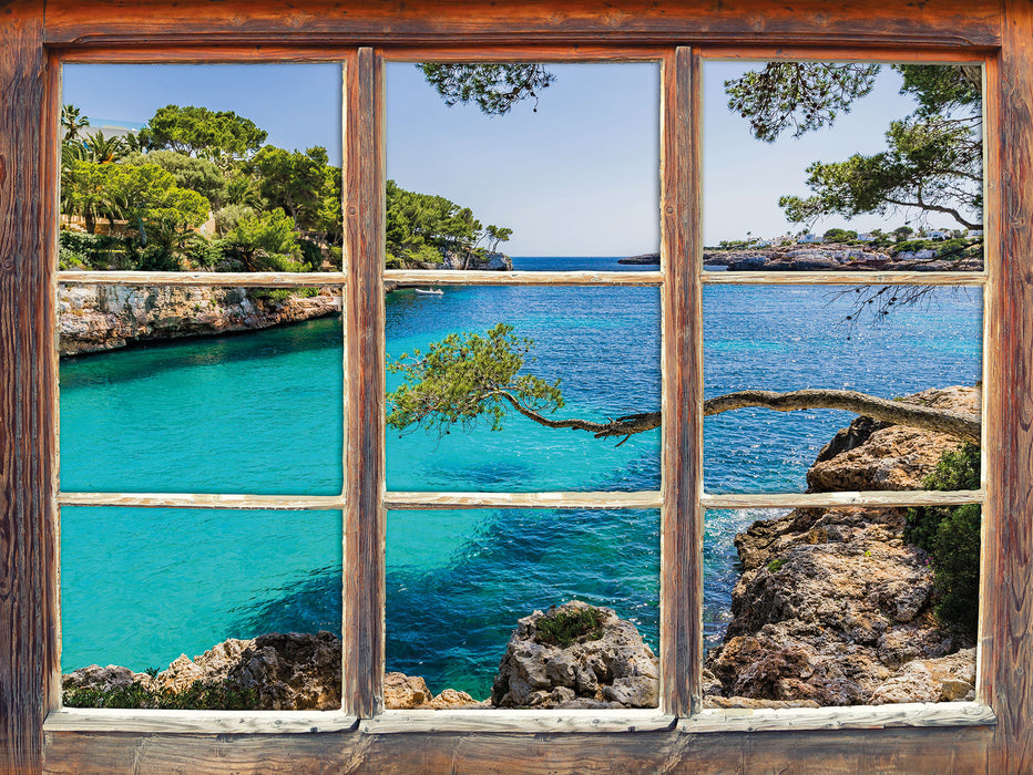 Mallorca Strand Bucht 3D Wandtattoo Fenster