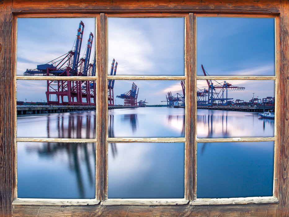 Hafen im Abendschein  3D Wandtattoo Fenster