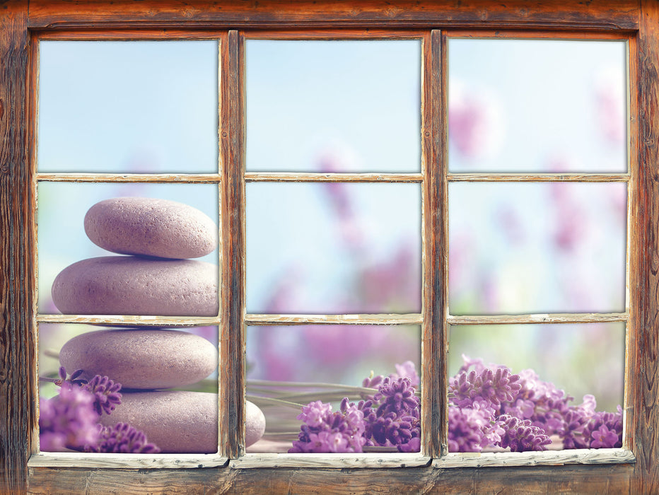 Lavendel Spa-Stillleben 3D Wandtattoo Fenster