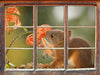Eichhörnchen riecht an einer Blume 3D Wandtattoo Fenster