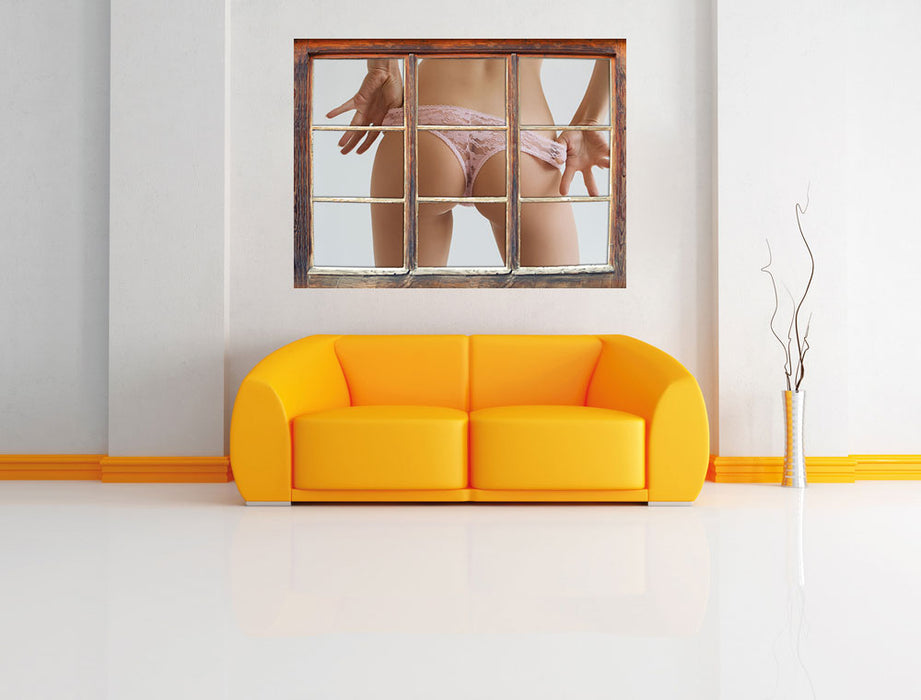 sexy Frauenpo in Unterwäsche 3D Wandtattoo Fenster Wand