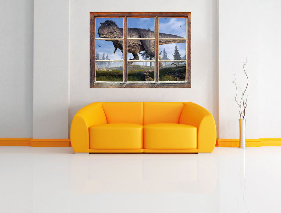 T-Rex Dinosaurier in der Natur 3D Wandtattoo Fenster Wand
