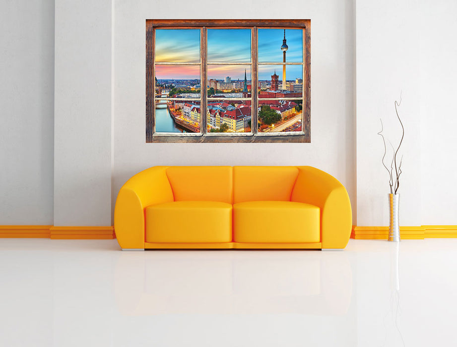 Berlin Panorama 3D Wandtattoo Fenster Wand