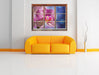 farbenOrchidee in der Nahaufnahme 3D Wandtattoo Fenster Wand