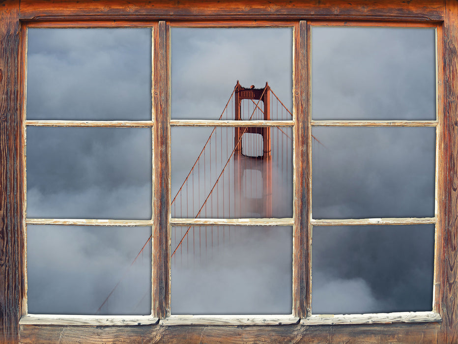 Golden Gate Bridge über den Wolken  3D Wandtattoo Fenster