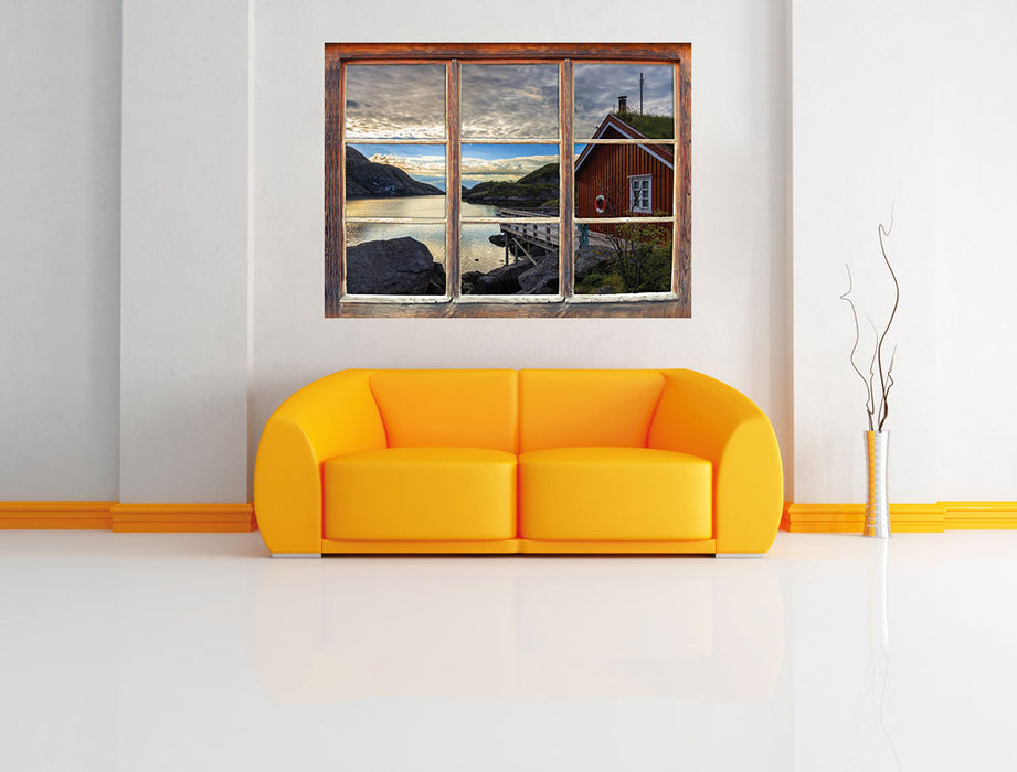 Sonnenaufgang am Fjord Norwegens 3D Wandtattoo Fenster Wand