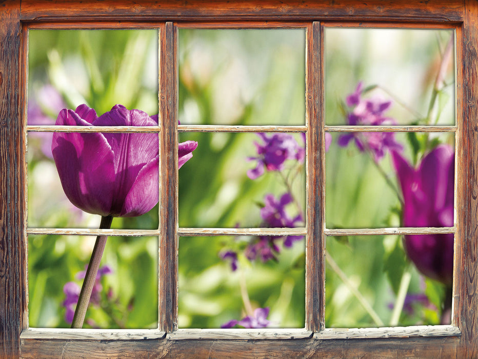 Blumen im Sonnenschein  3D Wandtattoo Fenster